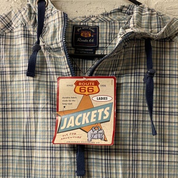 Vintage 90’s  Hooded Striped Partial Zip Pullover Jacket NWT M - Picture 2 of 11